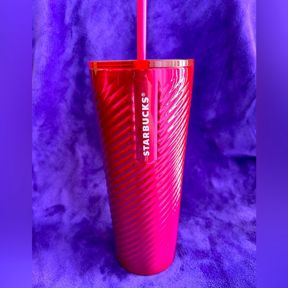Starbucks diagonal spiral hot pink stainless steel Tumbler